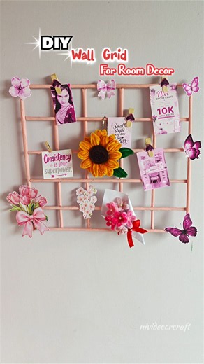 DIY Wall Grid For Room Decor ✨#diy #craftideas #shorts #aesthetic #handmade #viralshorts #art #craft
