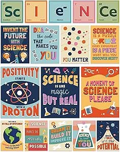 Wallbuddy Inspiring Science Quote Poster Set of 17 | Colorful Educational Wall Art for Classrooms Home & Labs | Unframed Motivational Decor Students Teachers Science Enthusiasts (12x16 / 10x10 Inches)
