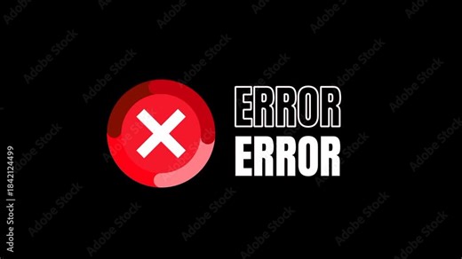 Shows a large red error icon with the repeated word ERROR, emphasizing an ongoing or unresolved malfunction requiring investigation or corrective action.