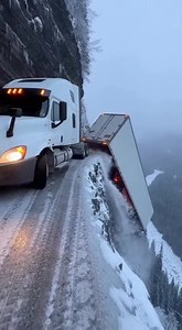 8.9M views · 17K reactions | Semi-Truck Loses Trailer on Icy Mountain...