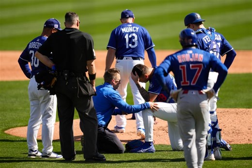 Dodgers pitcher hit in the head by 106 mph line drive