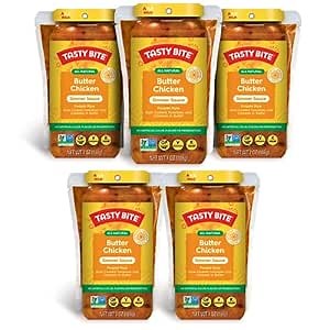 Tasty Bite Punjabi Style Butter Chicken Simmer Sauce, 7-Ounce 5-Pack, 3-4 Servings, Vegetarian, Tomatoes & Cashews in Butter