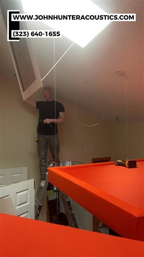 Ceiling cloud installation timelapse from another viewpoint at our Valencia, CA recording studio project — showing the precision, alignment, and spacing that makes the difference in real-world performance. This angle highlights: • Exact cloud spacing • Clean ceiling symmetry • First reflection point control • Vertical imaging accuracy • Professional mounting execution Ceiling clouds are essential for: ✅ Eliminating harsh ceiling reflections ✅ Locking in stereo imaging ✅ Improving vocal & instrum