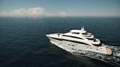 Luxury yacht cruising in the open sea