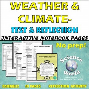 Weather & Climate Editable Test | Earth Science Notebook Middle School