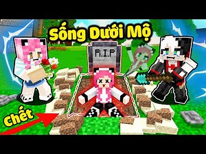 MỀU THỬ THÁCH SỐNG DƯỚI NGÔI NHÀ BIA MỘ CỦA PANDA TRONG MINECRAFT*REDHOOD THOÁT KHỎI NHÀ TÙ MỘ ĐẤT