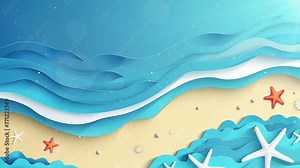 abstract blue sea and beach summer background. seamless looping overlay 4k virtual video animation background Stock Video