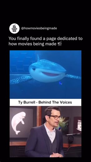 How Movies Being Made on Instagram: "In Finding Dory, Ty Burrell brought Bailey the beluga whale to life through expressive voice acting that blended humor with emotional depth. Behind the scenes, animation teams studied real whale movement and facial cues so Bailey’s personality would match Burrell’s energetic performance, creating a believable underwater world that felt alive on screen. The film’s production relied on close collaboration between actors, sound engineers, and animators. Every li