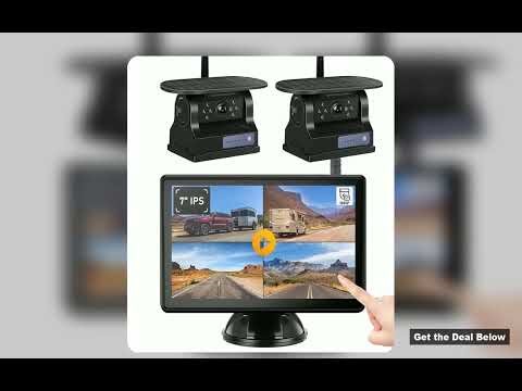 iPoster Wireless 7 Inch Touch Screen DVR Monitor Split Screen 1/2x BSD AI Detection Solar Backup Cam