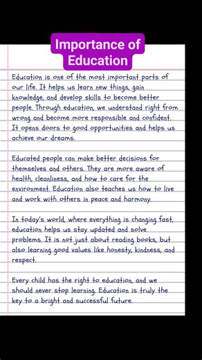 Essay writing idea part_29 #essaywriting #essay #importanceofeducation | English Class