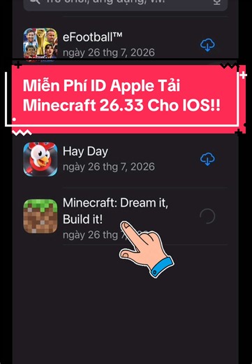 Hướng dẫn cách tải Minecraft 26.33 cho ios, miễn phí id apple cho ae tải Minecraft nhaaa🤗 #minecraft #freeidappleminecraft#idappleminecraftmienphi#cachtaiminecraft#xh