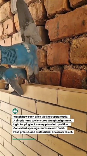 Perfect Brick Tile Alignment Trick! #brickwork #construction #tools