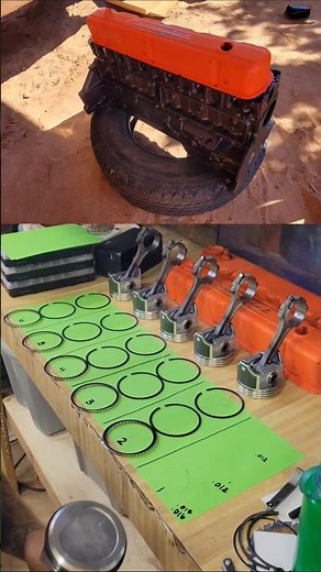 Chevy inline six rebuild step one #frugaloffgrid #chevyc10 #inlinesix #chevy #farmtruck #pistonrings