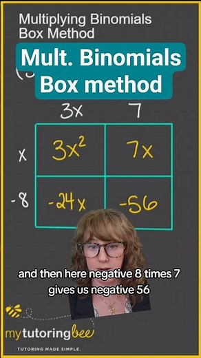 How to multiply binomials using the box method no FOIL method #mathhelp #algebra #mathhacks
