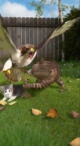 Hawk Attacked... Cat FOUGHT BACK 🦅😹 #Shorts