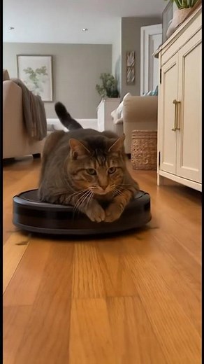 Funny Cat on Roomba! 🐱 Lazy Cat Video | VextroAI