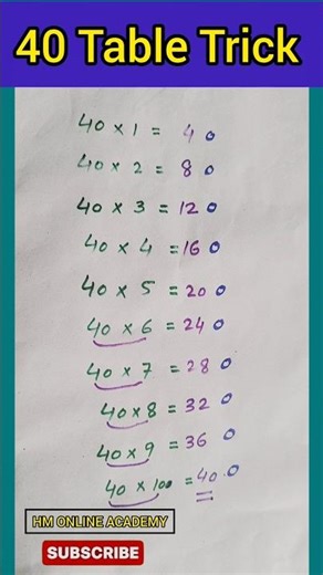 40 Table with easy trick|40 table#tabletrick#table
