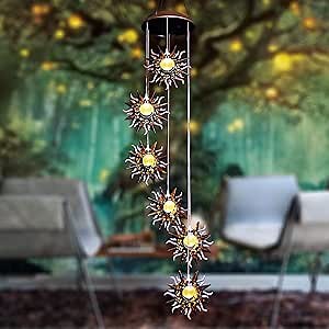 Tryme Sun Solar Wind Chimes for Outside Hanging Garden Lights Solar Christmas Decorations Outdoor for Women, Mother, Grandmother