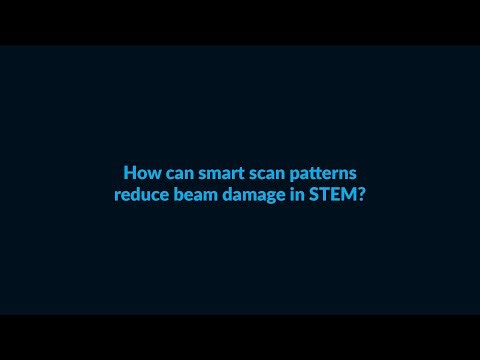 How can smart scan patterns reduce beam damage in STEM?