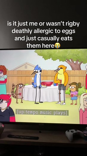 Rigby Eating Eggs Despite Allergy — Regular Show Moment