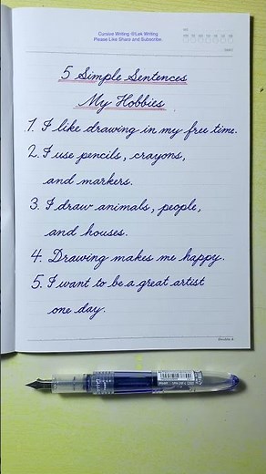 How to Write in Cursive | 5 Simple Sentences: My Hobbies | Cursive Writing | Cursive Handwriting