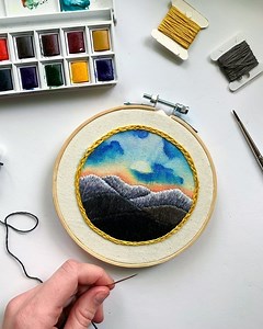 Mixed Media Watercolor Embroidery Project -[Free Online Class]