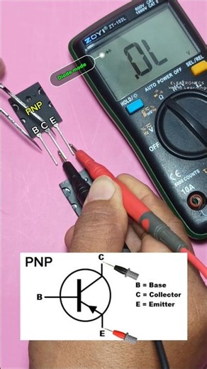PNP & NPN Transistor complete testing using a digital multitester in diode mode.#shorts #diy #tv
