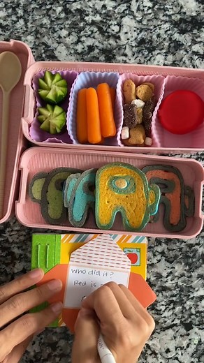Among us pancakes! #reels #lunch #bento #amongus #game #cute | Jessica Woo
