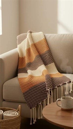 Download Loom Texture Crochet Throw Pattern in bio #crochet