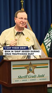 448K views · 9.8K reactions | Polk County Sheriff Grady Judd said 32 suspects were arrested as part of an illegal drug trafficking operation. During a press conference on Friday, Sheriff Judd wore gold ‘drip’ seized during the operation. READ MORE: bit.ly/4oPUFem | FOX 13 News - Tampa Bay | Facebook