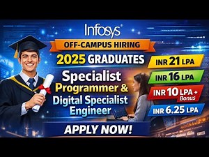 Infosys Off Campus Hiring 2025 | ₹21 LPA Package | Specialist Programmer & DSE