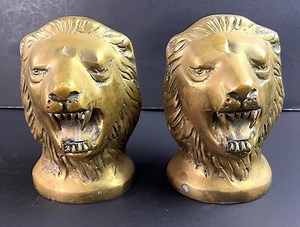Bookends: Set of 2 - Solid Polished Brass Lions Heavyweight 5.5"t X 3.5"w - Etsy