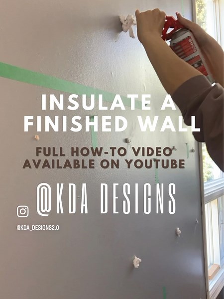 If your house or cottage is not properly insulated, this is a method I have been using on outside walls. Its fairly easy but I would highly suggest not starting a project like this unless you are very comfortable patching Drywall. Keep in mind, the solution isn't perfect, but it is certainly better than virtually nothing between the studs. #kdadesigns #home #homeimprovement #diy #insulation #homeproject #hometips