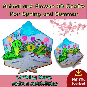 Animal and Flower 3D Craft for Spring and Summer /Writing Name Animal Activities