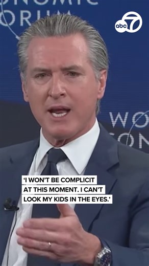 California Gov. Gavin Newsom delivers a blistering attack on Pres. Donald Trump at Davos, praising Canadian Prime Minister Mark Carney's speech on the end of U.S. dominance and urged Americans to confront a "code-red" moment for democracy. | ABC7