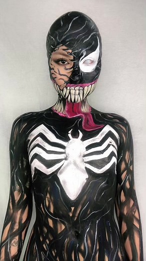 Recordando el bodypaint de venom 🥹 #bodypaint #artist #cosplay