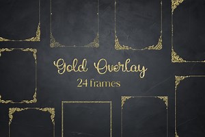 Gold Wedding Frames Clipart: Elegant Photo Overlays (PNG) - Etsy