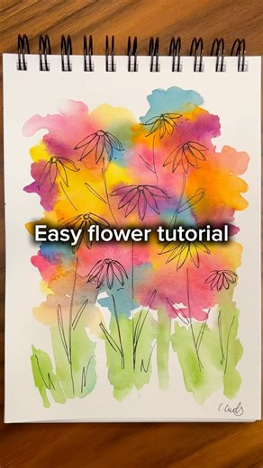 Easy beginner flower tutorial #watercolor #arttutorial