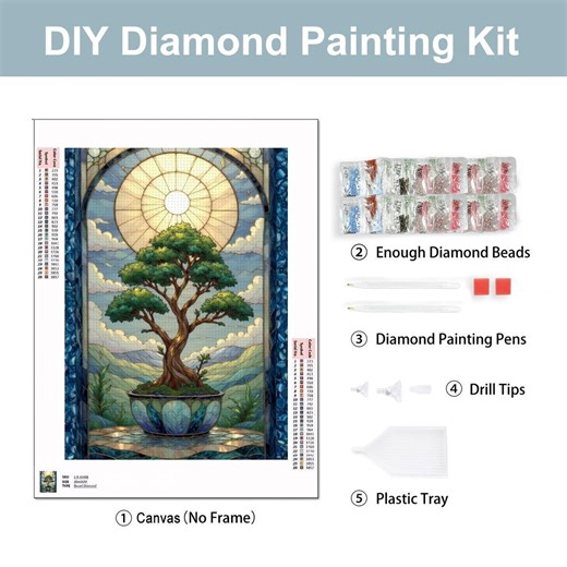 Stained Glass Tree of Life Diamond Painting Kit (no Frame) Serene Tree Window Mosaic Diamond Art Spiritual Nature Decor, Relaxing Craft Gift - Etsy