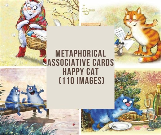 Happy Cat — Metaphorical Associative Cards (110 Digital Cards   Guide), Resources Therapy Tools - Etsy