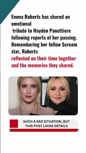 ‘Scream’ Star Emma Roberts Shares Emotional Hayden Panettiere Tribute