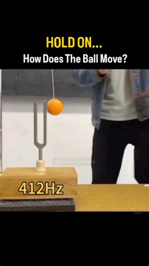 @trendzoneworld369 on Instagram: "Only the right frequency moves it — watch resonance transfer energy without touching a thing. 🔔⚡ In this viral resonance experiment, a 412 Hz tuning fork with a small ball suspended beside it remains perfectly still when a 512 Hz fork is struck nearby — yet springs into motion when another 412 Hz fork is played. No contact. No trickery. Just pure resonant energy transfer through sound waves. 🎵🔬 Here is the physics behind what you are seeing 👇 Sound travels a
