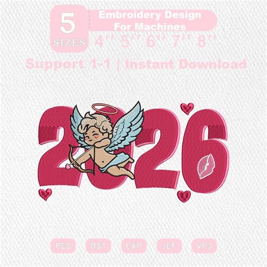 Angels 2026 Embroidery, Valentine Cupid File Embroidery, Instant Downlod - Etsy