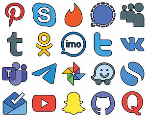 Download 20 Professional Line Filled Social Media Icons such as microsoft team. tweet. tumblr. twitter and video High-quality and customizable