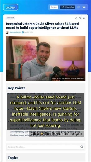 🧐👉 $1B Seed Round: David Silver's Bold Move Against LLM Limits #QixNewsAI