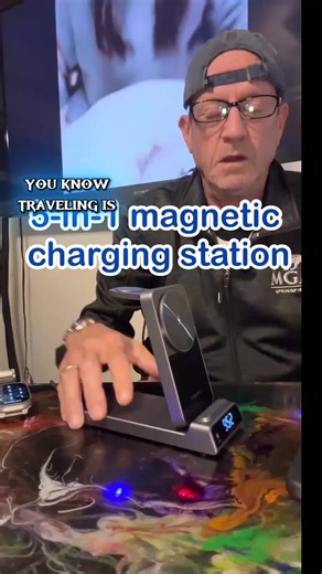 5-in-1 magnetic charging station supports Samsung phones/other Android phones (Galaxy S26 and above), Galaxy Watch/Pods, iPhone 12-17/AirWatchPods, offering 15W fast charging. Elecdov CE19 features vents, a foldable design, a bedside clock. #tiktokshop #travel #traveltiktok #charger #iphone @❌JENNA❌ @❌Saltlabs❌ @Elecdov US