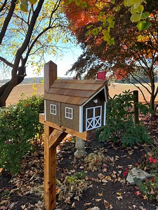 Wooden Amish Barn Mailbox | Cedar Shake Roof | Wood Mailbox | K1000 - Etsy