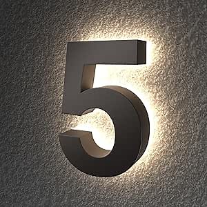 7 Inch Backlit LED House Numbers for Outside Light Up,Lighted Houme Address Numbers,Illuminated Modern House Numbers Made of 304 Stainless Steel and Acrylic