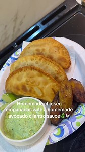 Chicken Empanadas with Avocado Cilantro Sauce
