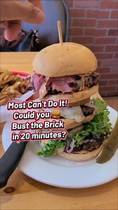 2.5K views · 35 reactions | The "Bust the Brick" Challenge will give you plenty of burger flavor but the 2 pounds of fries will test your eating ability. You must finish everything in 20 minutes for a free meal. Otherwise you're dropping $40 or so with tax. Could you do it? Let me know! #burger #foodies #challenge #fries #frenchfries #carbs #brickhouse #bigback #mukbang #eating | Freak Eating | Facebook